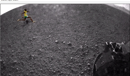 “闪电”博尔特“跑”上了火星（网页截图）