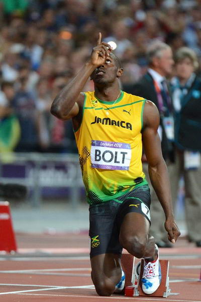 奥运图:男子200米博尔特卫冕 准备起跑