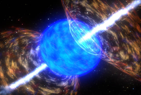“伽马射线暴”释放的能量大约是普通超新星爆炸的1000倍，极具破坏力。但目前还没有任何迹象表明我们地球将遭遇到它那强暴的喷流。