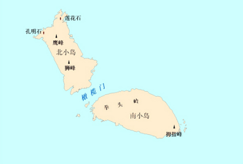 图4 北小岛、南小岛及其周边地理实体位置示意图