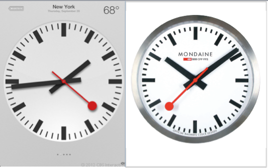 苹果iOS 6时钟应用或涉嫌抄袭瑞士铁路时钟设