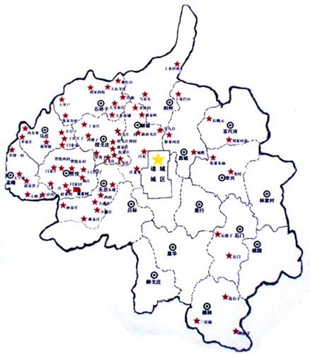 第1站山东潍坊诸城市老知青绘制的知青分布图,诸城市有63个点