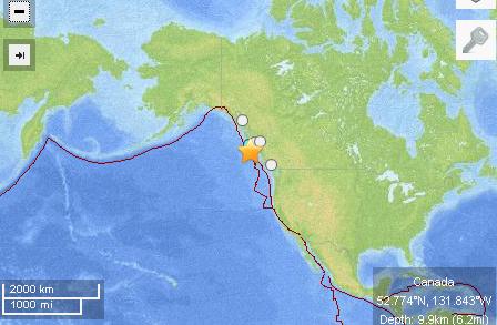 中新网10月28日电 据美国地质勘探局网站消息，北京时间28日上午11点04分，加拿大西部海域的夏洛特皇后群岛发生里氏7.7级地震。