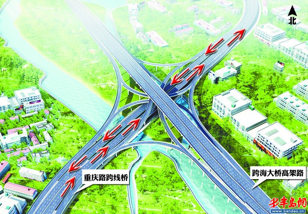 重庆路南北跨线桥昨通车(图)