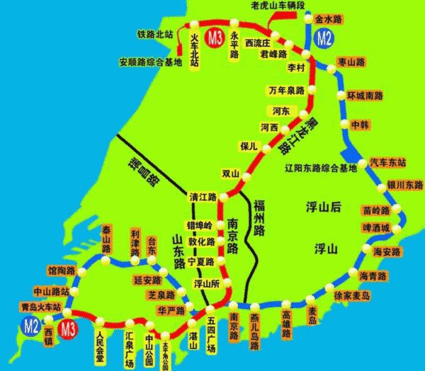 青岛的地铁预计在14年底开通,经过的站点如下:             点击