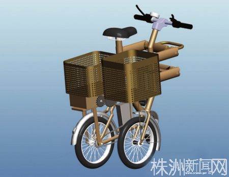 工大学生创新获奖 "多功能自行车"折叠后变购物车(组图)