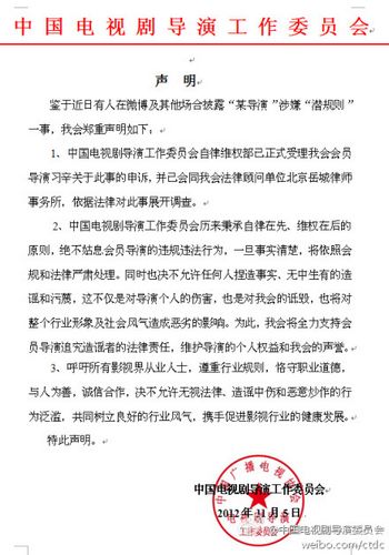 中国电视剧导演工作委员会声明