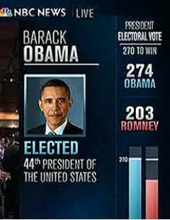 奥巴马赢得美国总统大选获274张选举人票\/图