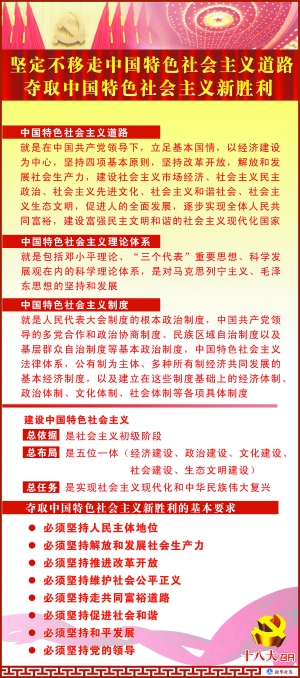 胡锦涛同志在十八大报告中强调，坚定不移走中国特色社会主义道路，夺取中国特色社会主义新胜利。