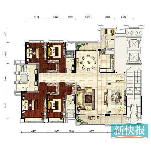 266平方米四房户型图