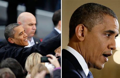 奥巴马分别在11月5日左和14日右的照片