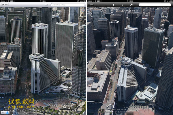 3d城市地图对比谷歌地球完全可代替苹果地图