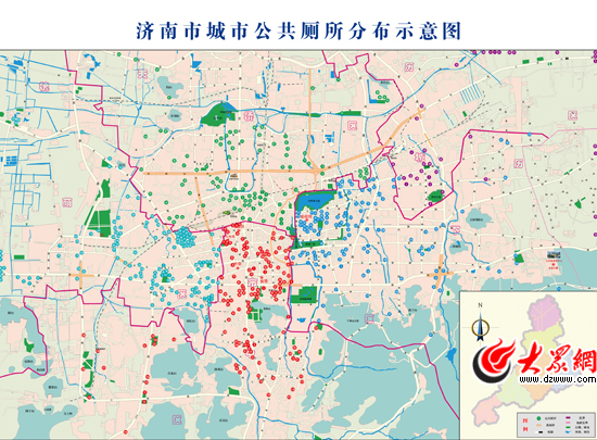据介绍,此公示图内标注了济南市城管部门系统管理的600余公厕,城管图片