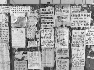 五环外,常能看见这种招租,出租的小广告.