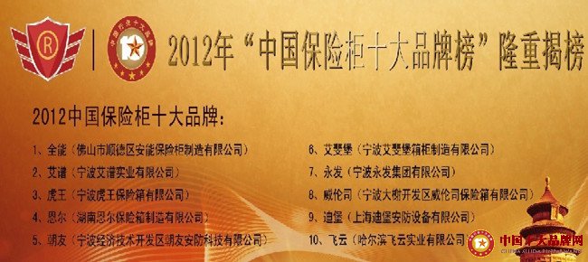 年终巨献:2012中国保险柜十大品牌揭榜(图)