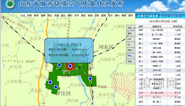 20日22时许,实时公布的沂河小区监测点位的pm2.5数据