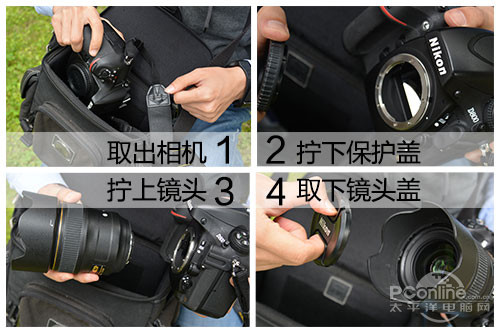 2.镜头已经在机身上面了，这个好办，只是多了一个取下镜头盖的过程，如果连镜头盖也没有盖，那就勉强和卡片机打平了。
