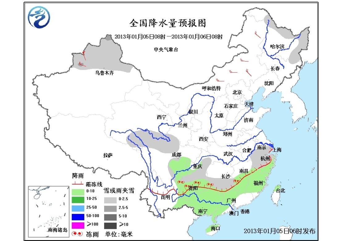 中央气象台最新发布:全国降水量预报图