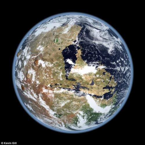 火星呈现出类似地球的绿色星球:美国新罕布什尔州软件工程师基于美国宇航局获得的真实火星地形结构,经图像处理将火星呈现出类似地球的模样