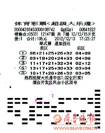 一张彩票全面开花 烟台彩友揽获大乐透25万元(图)