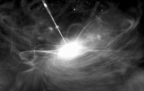这一创纪录的类星体团最长部分达40亿光年。图片来源：ESO/M. Kornmesser