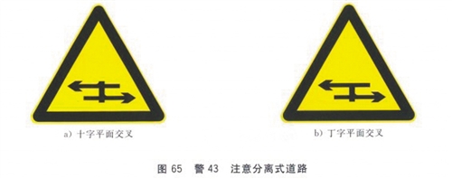 注意分离式道路标志:警告驾驶员注意前方平面