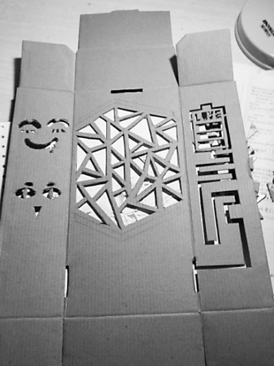 废旧纸箱diy个性灯罩(组图)