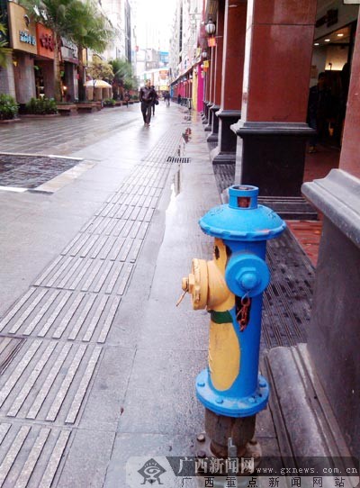 南宁兴宁路步行街出现卡通消火栓 成闹市一景