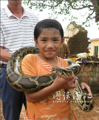 13岁男孩蟒蛇同居12年 现实版的人蛇恋(组图)