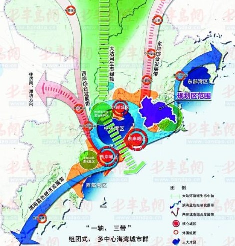 青岛世园生态都市新区规划区位于李沧,崂山,城阳三区交界处