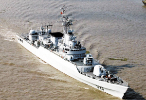 中国海军053H3江卫II型护卫舰。