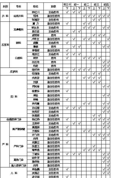 浙江萧山医院春节期间普通门诊、专家门诊一览