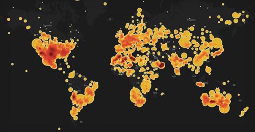 地理软件公司创始人发布全球陨石坠落热度图-