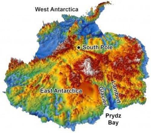 研究人员利用雷达调查数据绘制了南极洲2英里厚冰层下地势的3D地图