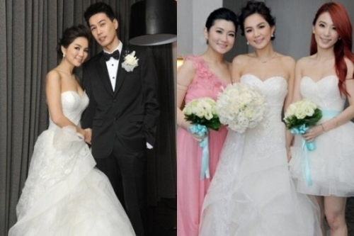 假小子ella完成了婚礼,此款婚纱飘逸高贵又有一点性感,尽显娇柔女性美