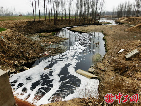 污水处理厂距石家庄农业用水区木刀沟只有300m左右,排污水渠两边均为