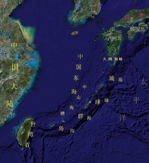 钓鱼岛与中国大陆地理位置示意图