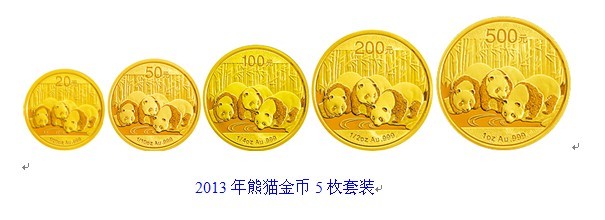 2013版熊猫金币5枚套装缘何受追捧(图)