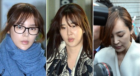 涉嫌服用异丙酚的朴诗妍（34岁，左）、张美仁爱（29岁，中）和李丞涓（45岁） 韩国中央日报