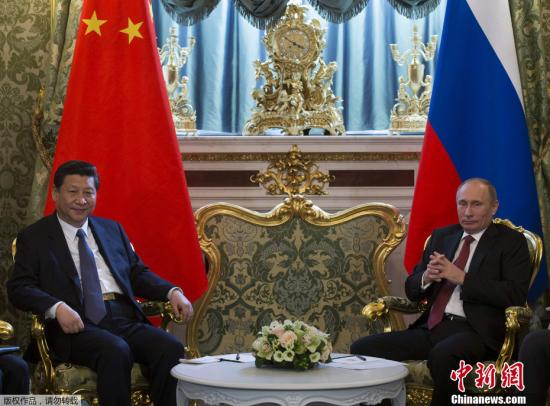 3月22日，国家主席习近平在莫斯科克里姆林宫与俄罗斯总统普京举行会谈。