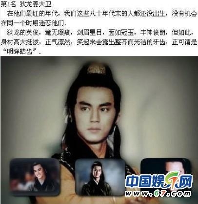 古装美男排行榜 焦恩俊第三古天乐第五吴奇隆