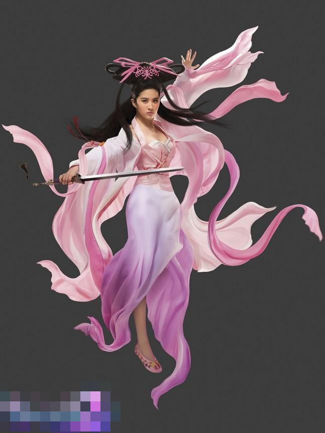 刘亦菲拍宣传照犹如仙女下凡 手握佩剑长裙摆舞(组图)
