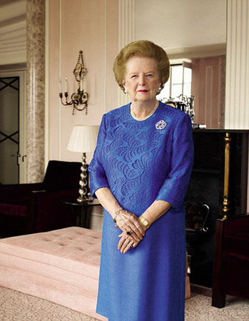 82岁高龄的英国前首相撒切尔夫人5月份登上了英国版《时尚》杂志。