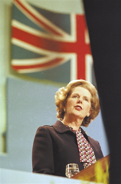 1984年，撒切尔夫人在保守党会议期间发表演说。