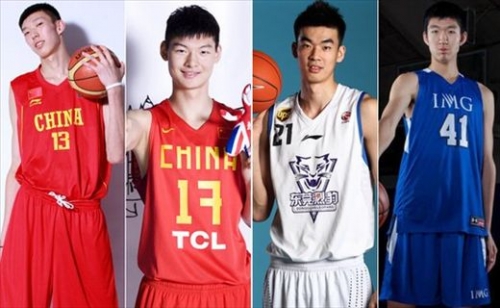 从左至右:周琦,王哲林,李慕豪,孟祥宇