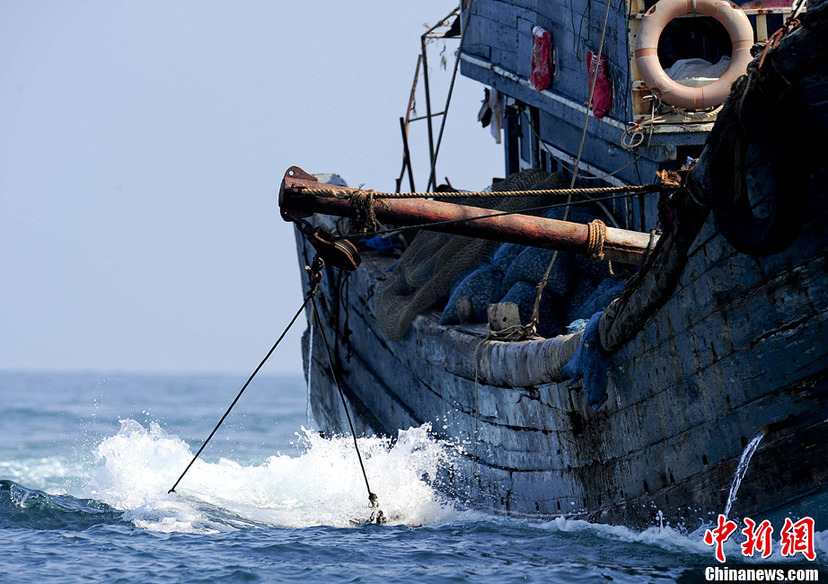 北部湾改装拖贝船采挖海床螺贝 组图