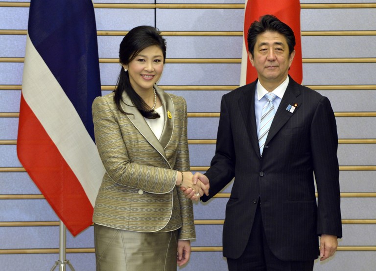 安倍与泰总理会谈 确认自卫队将与泰军联合训练(图)