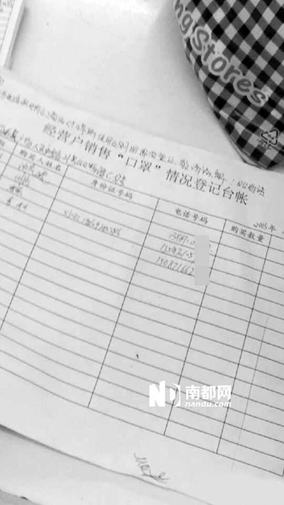 昨日,有网友在微博上晒出昆明“经营户销售“口罩”情况登记台帐”,登记内容包括购买人姓名、身份证号、电话号码等。