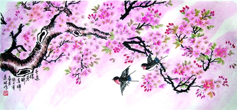 樱花水粉画教程图片