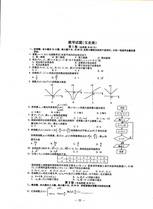 2013年福建高考文科数学试卷及答案(组图)